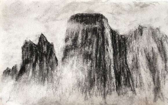 Cliff Face, carbon sketch pencil